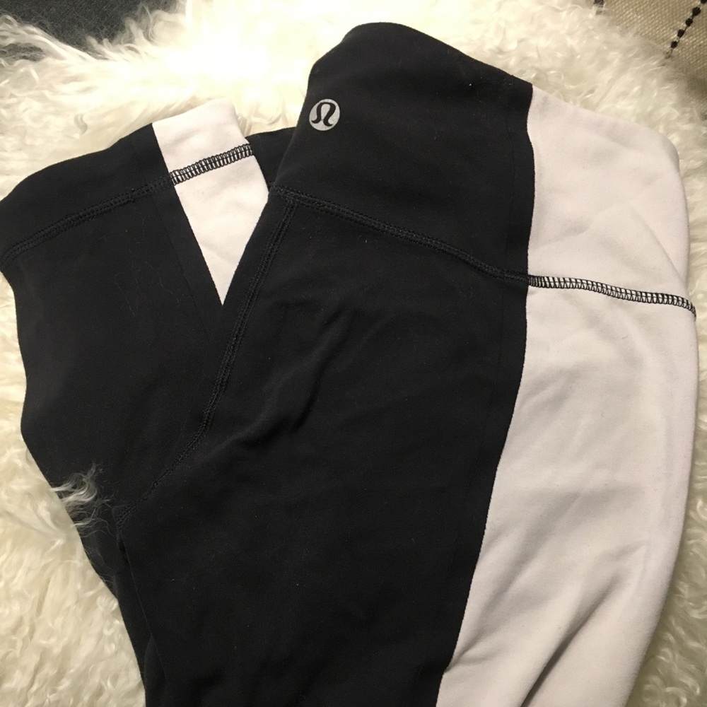 Lululemon black and white striped leggings